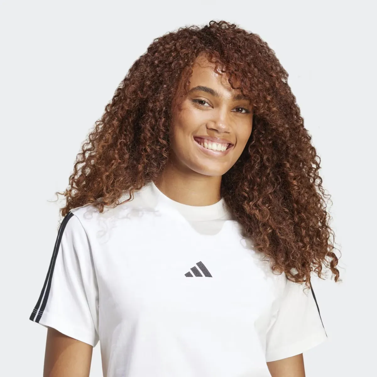 Women's Essentials Хлопок 3 полоски Футболка Adidas, белый — фото 3