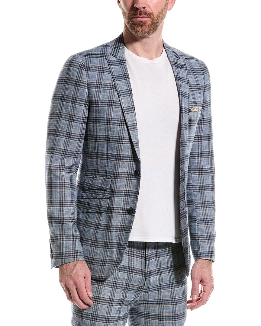 

Узкая куртка Ashton с пейсли и серым узором Paisley & Gray, синий