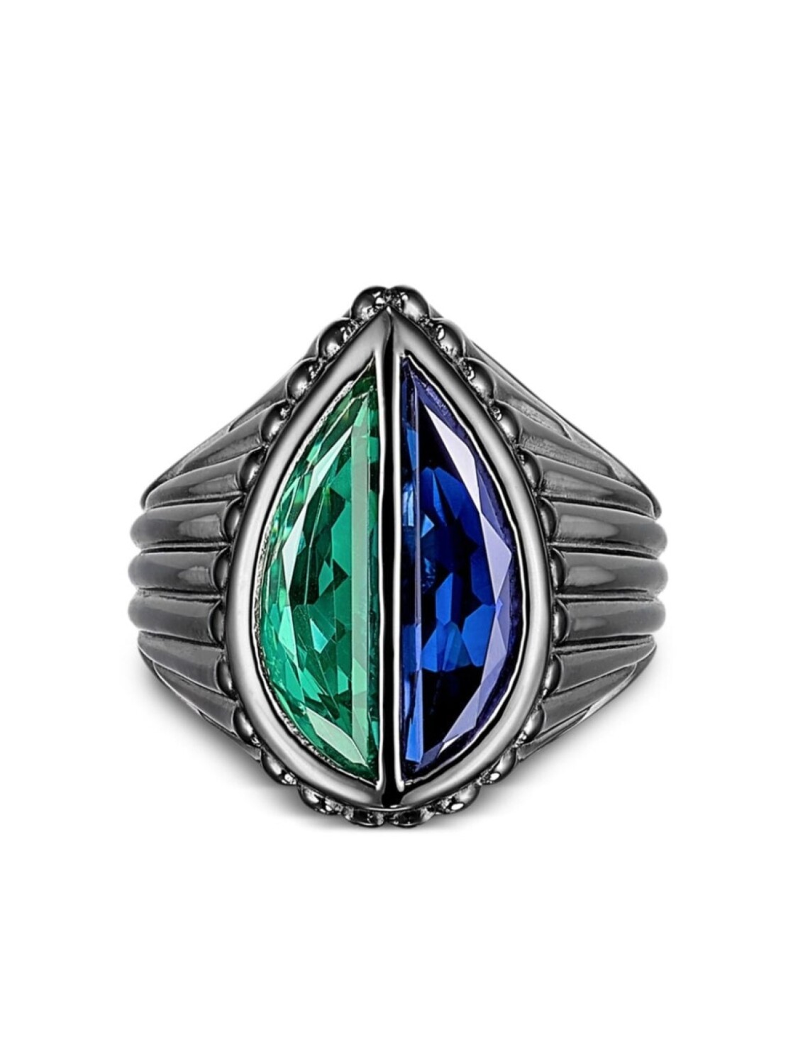 

Кольцо Emerald Pear Signet из черного золота с камнями Anabela Chan, синий