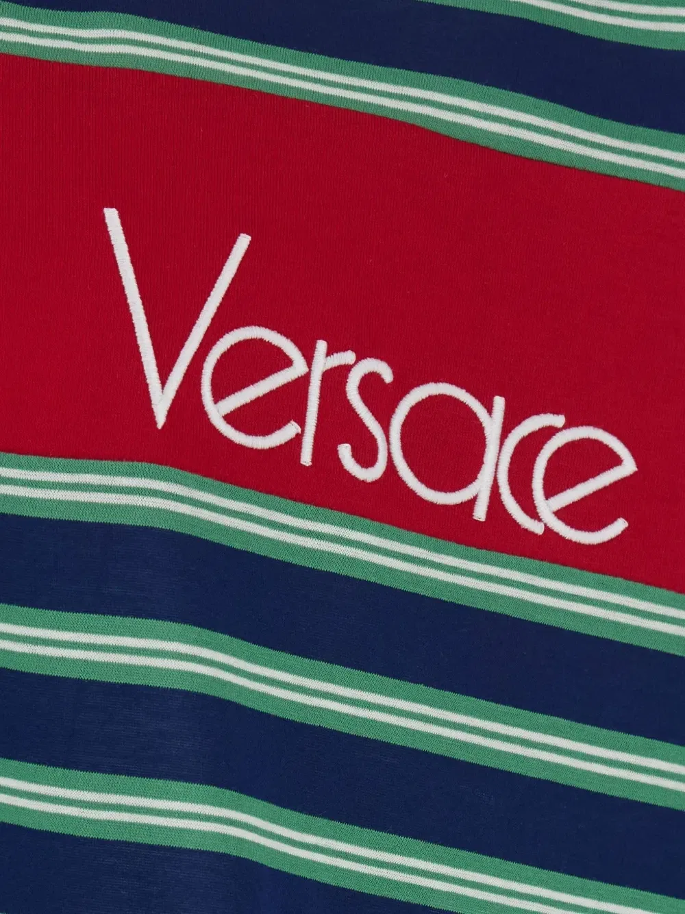 Поло с длинными рукавами в полоску с логотипом VERSACE, синий — фото 3
