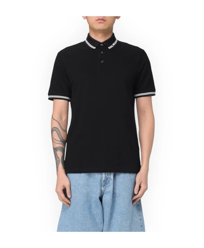 

Вязаная рубашка-поло Emporio Armani, черный