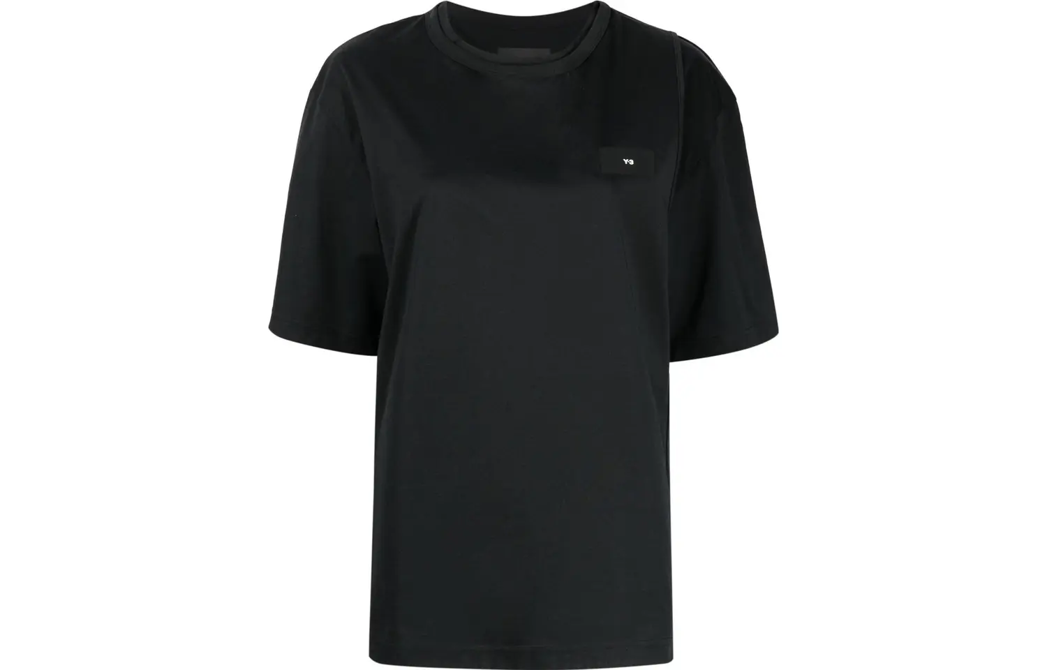 

Yohji Yamamoto Футболка Women's Obsidian Black с круглым вырезом, умеренно прямого кроя