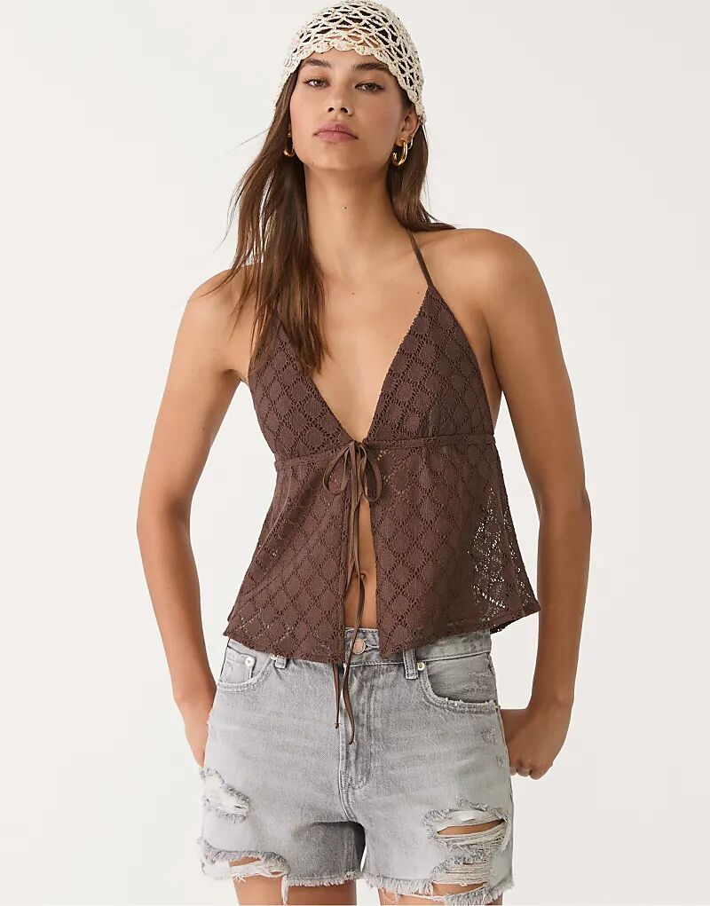 

Джинсовые шорты Stradivarius D75 с рваными краями, средне-серого цвета