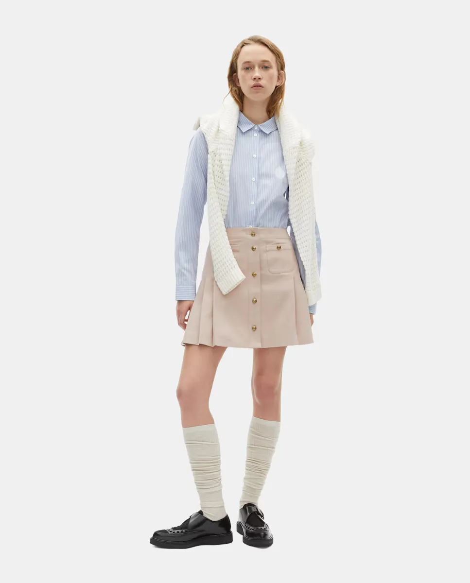 

Короткая плиссированная и расклешенная юбка The Kooples, розовый