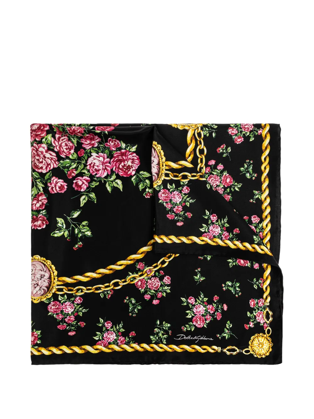 Шарф с цветочным принтом DOLCE & GABBANA, черный