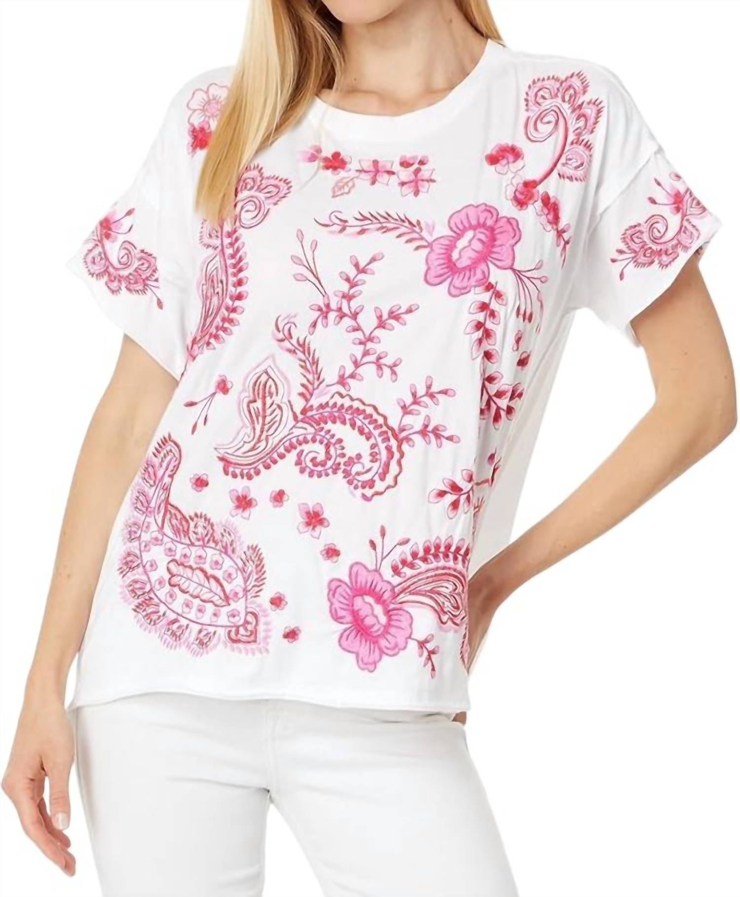 

Футболка Cassia Raw Detail Swing Tee белого цвета Johnny Was