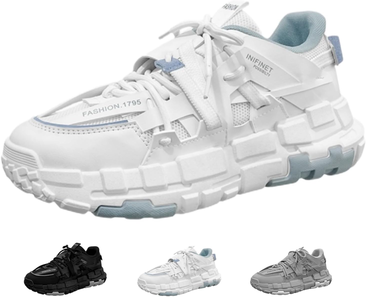 

Мужские кроссовки MACEFIL в стиле Y2K с массивной подошвой, ретро «папины» туфли, дышащие, удобные для ходьбы, повседневные спортивные обувь, белый