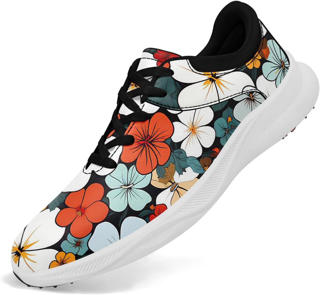 

Женские гольф-туфли без шипов, водонепроницаемые, с цветочным принтом, легкие кроссовки для гольфа, удобные спортивные туфли для ходьбы с противоскользящей вентиляцией подошвы Awsole, красный