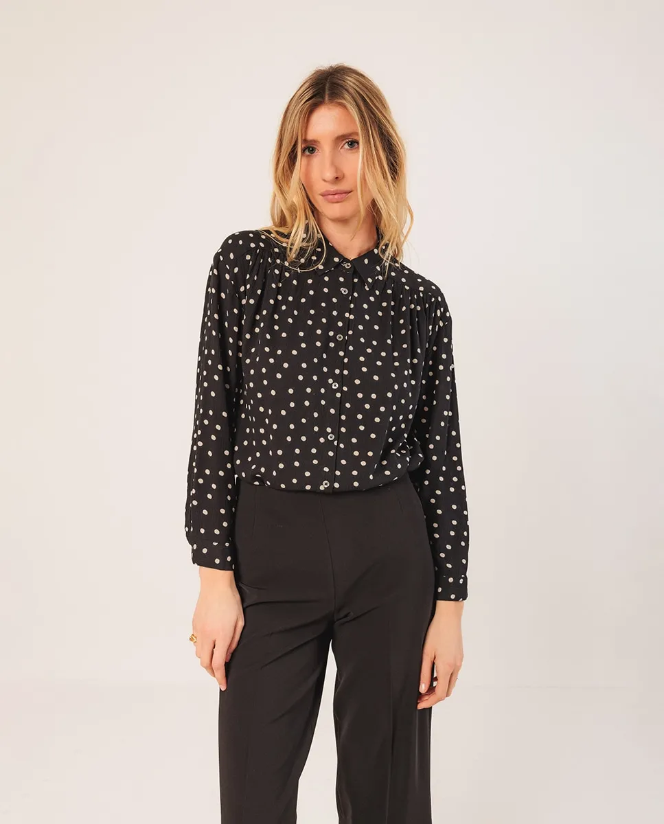 

Женская рубашка с длинными рукавами и воротником-стойкой Indi & Cold, черный