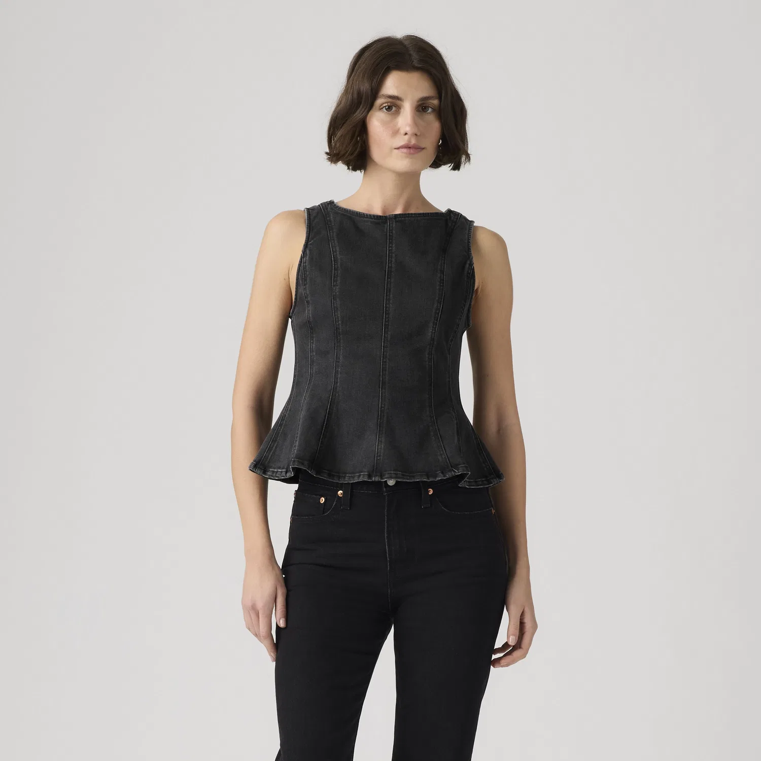 Топ с баской от Лейтон Levi's, Black — фото 3