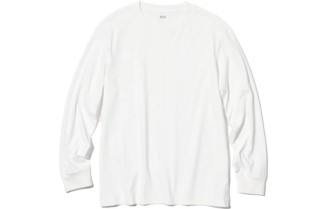 UNIQLO Футболка мужская белая 00 crew neck moderate straight fit