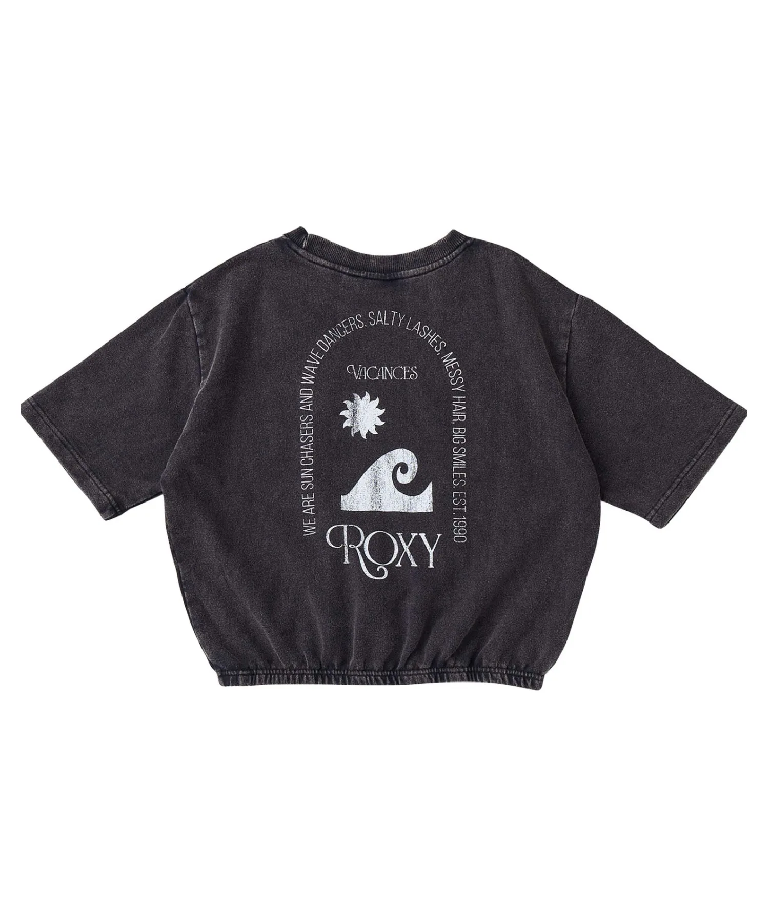Детская футболка с начесом и принтом на спине Roxy MINI VACANCES TEE черная