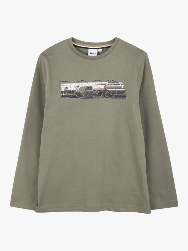 

Детская хлопковая футболка с длинными рукавами HUGO BOSS, Green