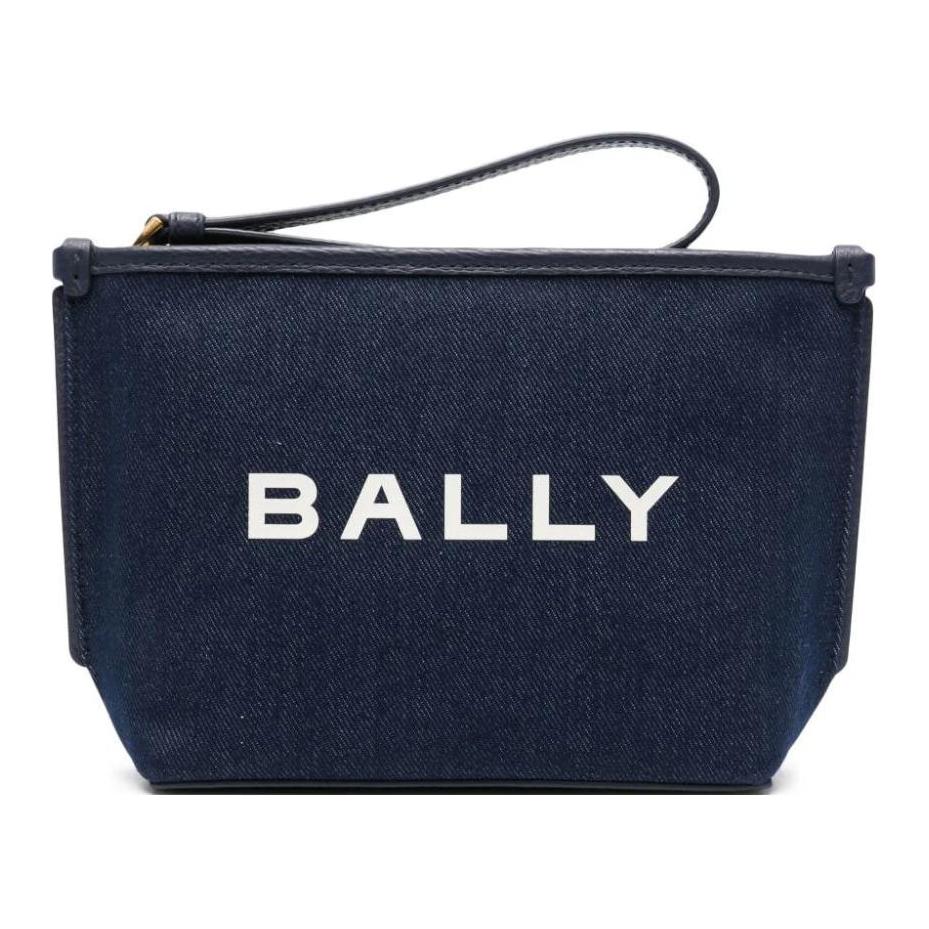

Сумка-клатч из качественной кожи и холста BALLY женская морская синяя