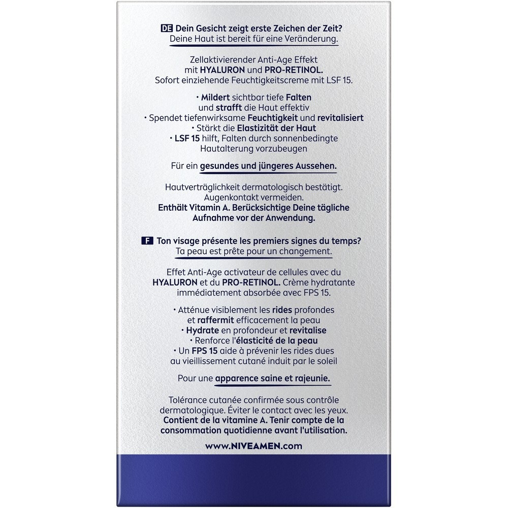 Крем для лица SPF NIVEA Men anti-age hyaluron gesichtspflege creme, объем — фото 2