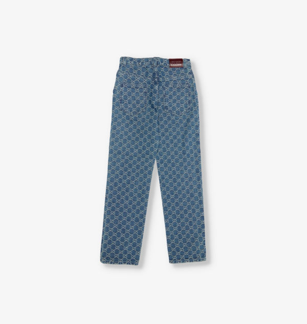 

Джинсы прямого кроя с монограммным узором, классического кроя, 8-12 лет Gucci, цвет deep azure