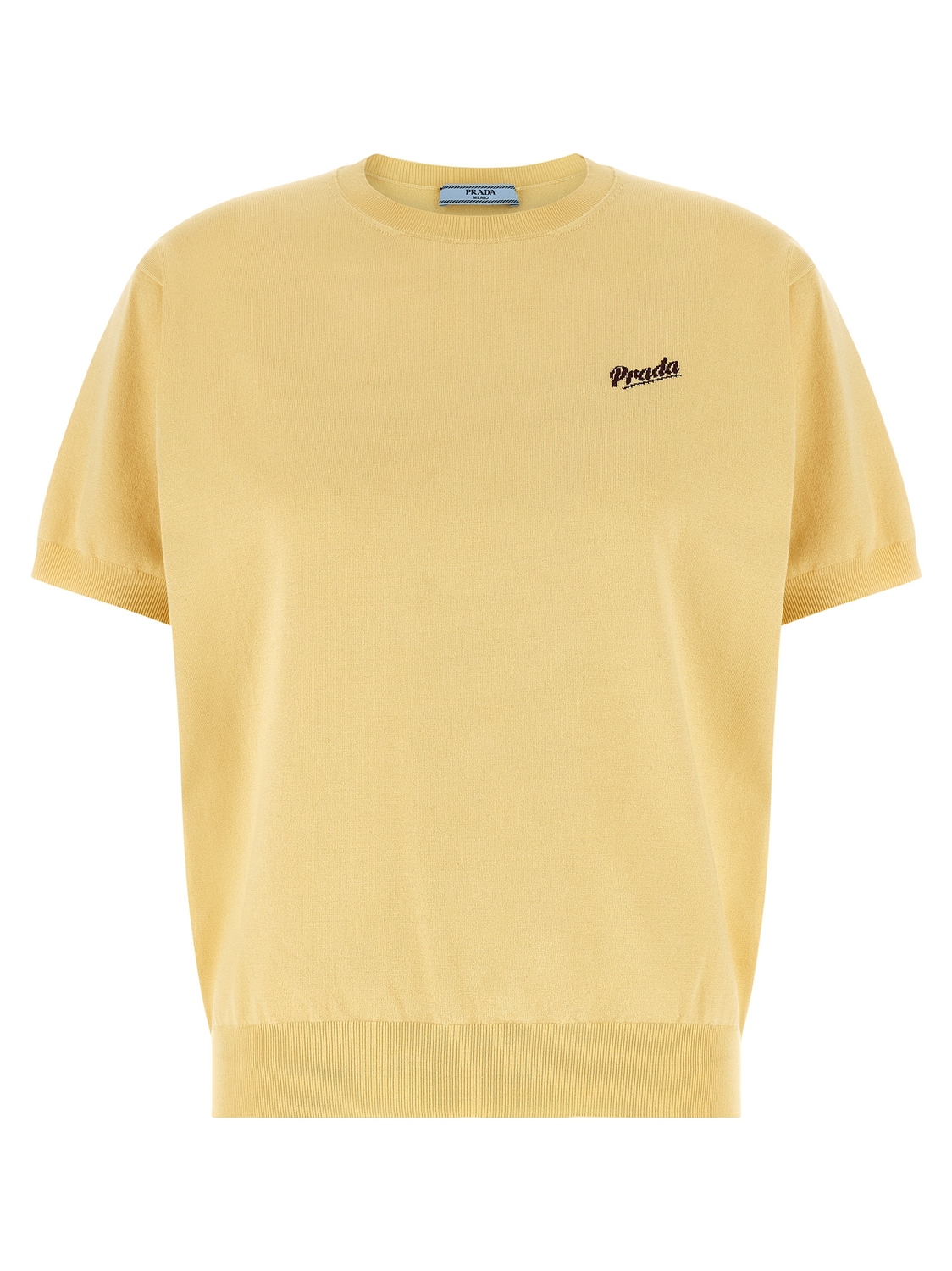 

Свитер с интарсией и логотипом Prada, желтый