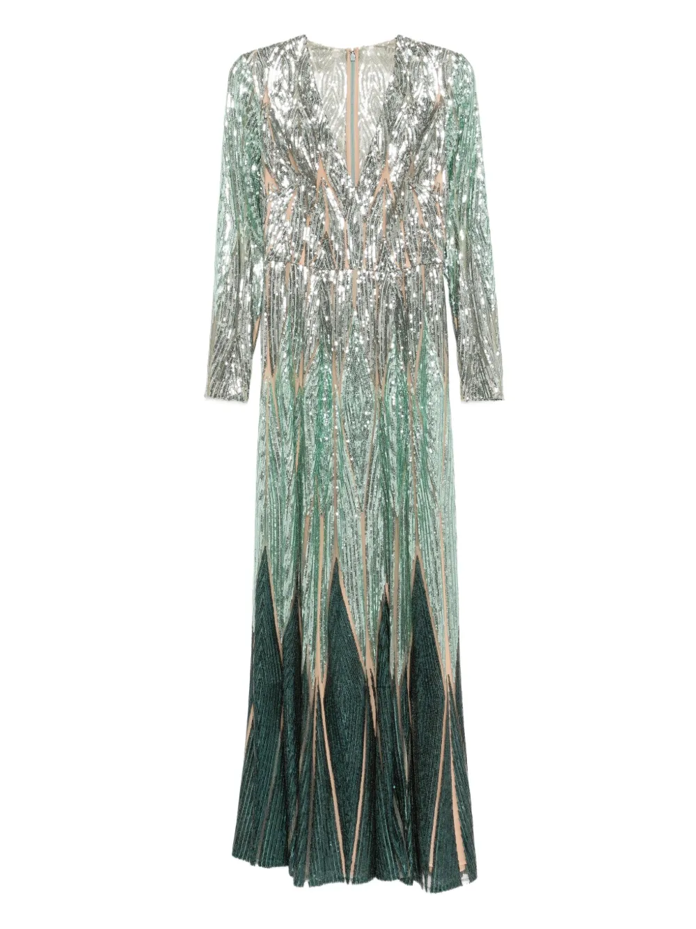 

Длинное платье с вышивкой Elie Saab, синий