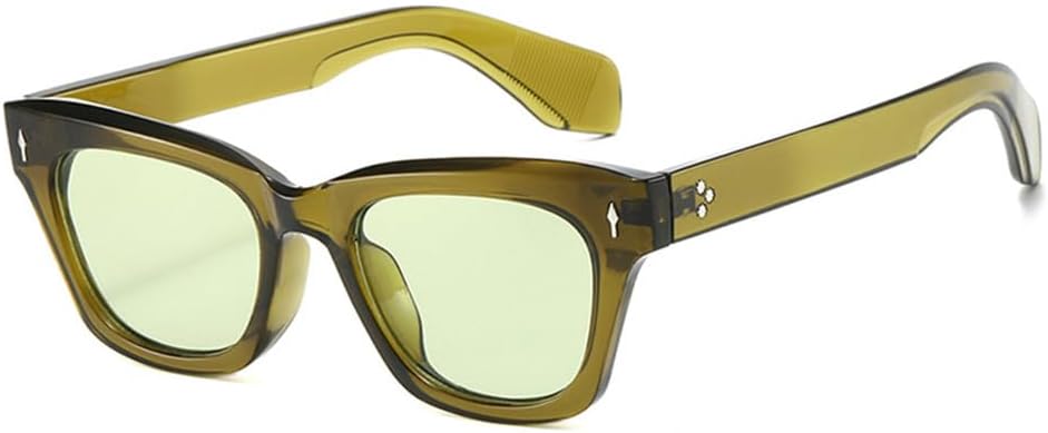 

Солнцезащитные очки Clear Ocean Lens Shades UV400 для женщин, модель «кошачий глаз», с декоративными заклепками, модные солнцезащитные очки для мужчин, темно-зеленого цвета generic, Olive Green Green