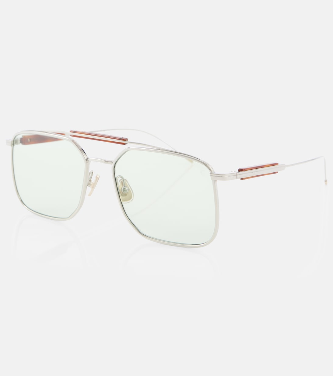 Sartorial Sunset квадратные солнцезащитные очки Brunello Cucinelli, Silver/Green — фото 4