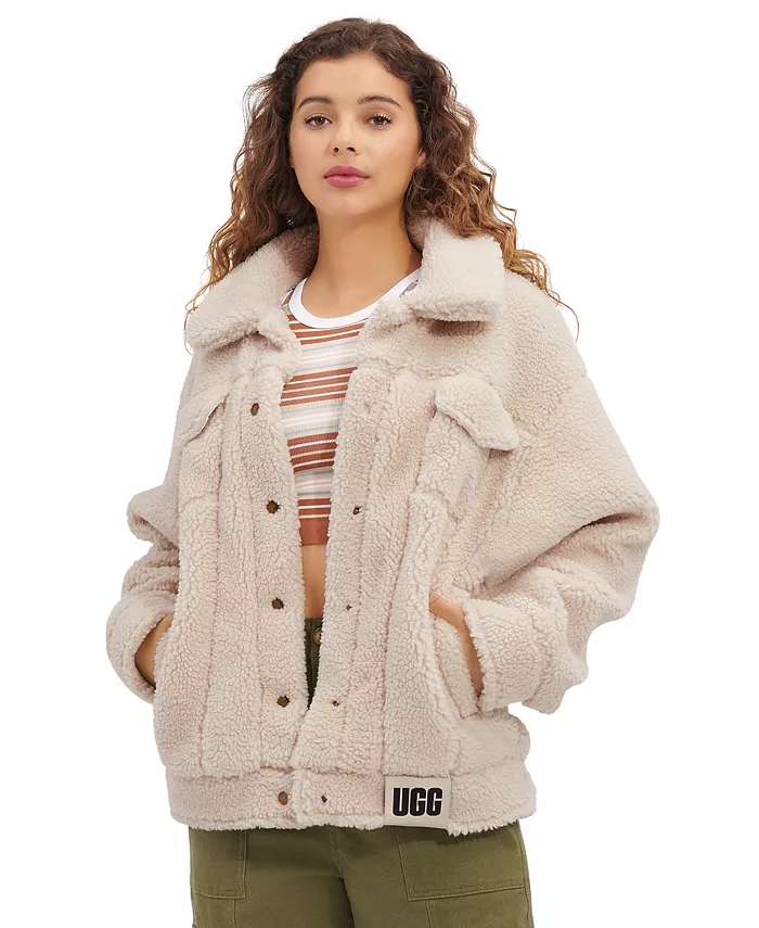 

Женская флисовая куртка UGG Frankie Sherpa Trucker UGG, коричневый/бежевый