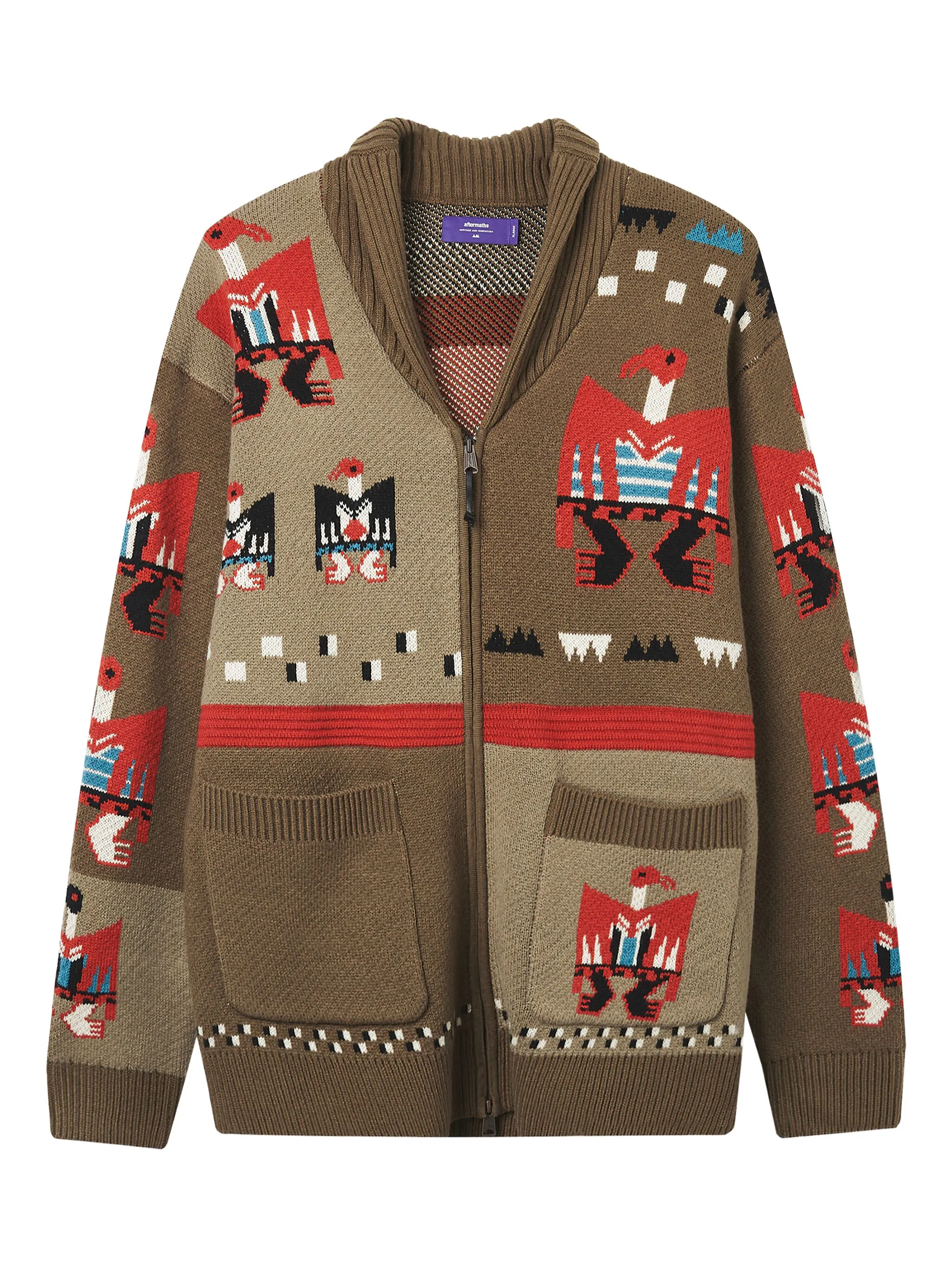 

Кардиган вязки интарсия Aftermaths, коричневый