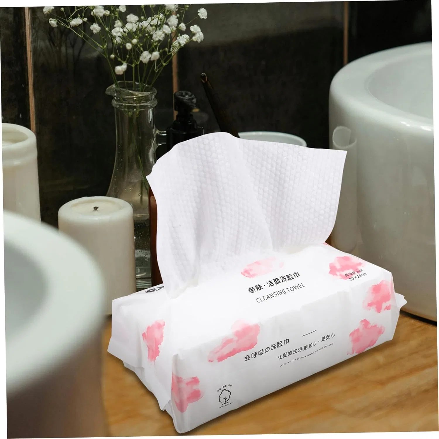Салфетки для снятия макияжа одноразовые Beatifufu 100 шт красный — фото 4