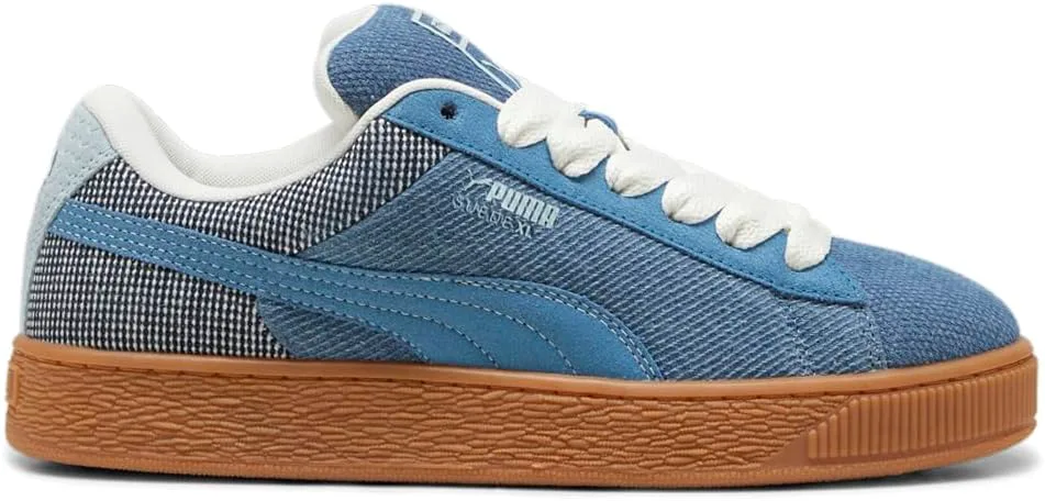 Мужские замшевые кроссовки PUMA XL с джинсовой тканью и шнуровкой - синие, синий