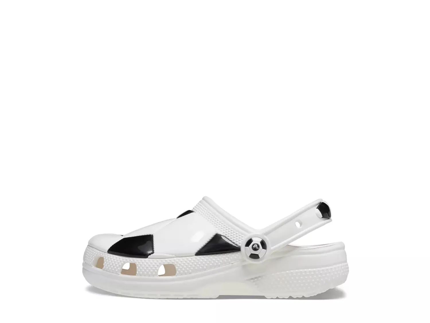 Классические кроксы с футбольным мячом - детские Crocs, Black/White — фото 2