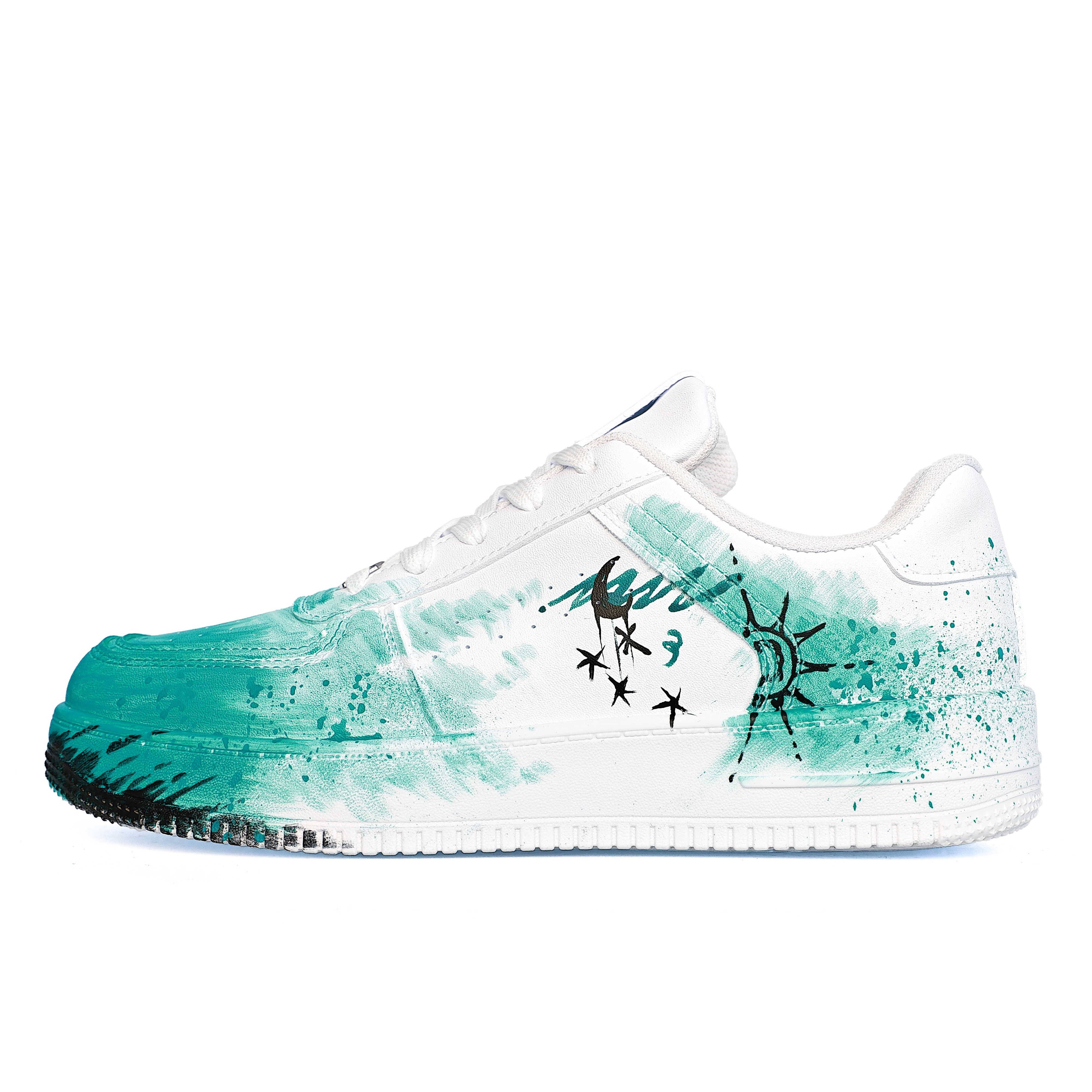 

HUANQIU Синтетические кожаные устойчивые к истиранию легкие нескользящие низкие скейтборд-кроссовки Unisex Cyan White