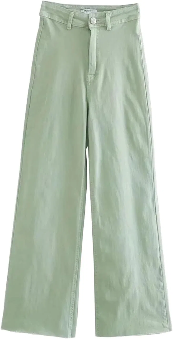 Джинсы прямые с высокой талией Green