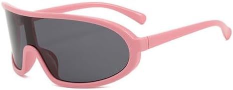 

Солнцезащитные очки в стиле панк-спорт 2024 года для женщин и мужчин, винтажные солнцезащитные очки-щитки для женщин, солнцезащитные очки с обтекаемой формой MTZJH, C4 Pink Gray