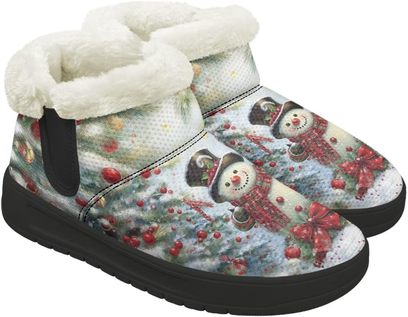 

Рождественские зимние сапоги Forchrinse для женщин и мужчин: удобные, теплые, пушистые, до щиколотки, зимние, противоскользящие, Christmas Snowman Design