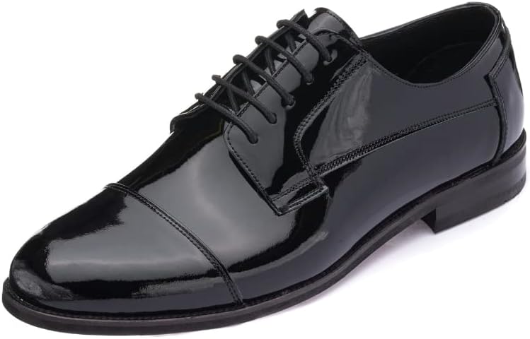 

Мужские черные лакированные туфли DALGALA большого размера с ручной отделкой с закрытым носком