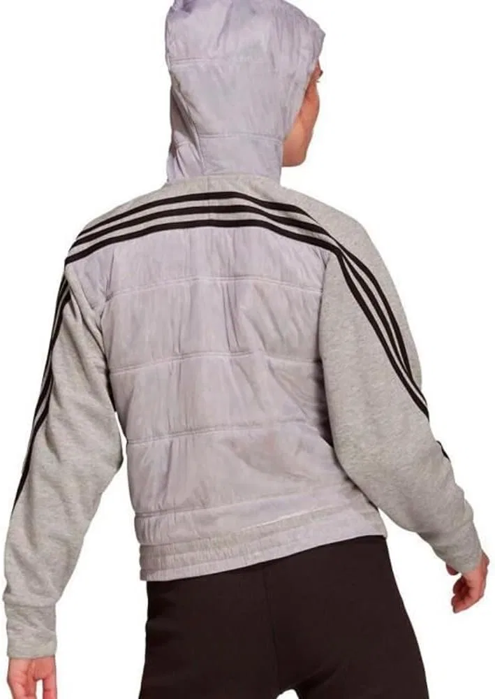 Женская куртка с капюшоном adidas, серая — фото 2