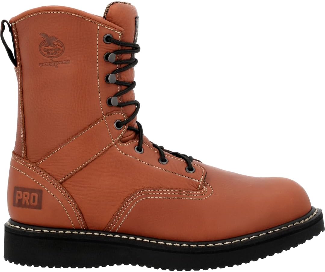 

Мужские ботинки Georgia Boot 100PRO-Edition с 20 см стальным носком, из цельнозерновой кожи, с маслостойкой и противоскользящей подошвой клиновидной формы, конструкция Goodyear Welt, EH-класс, GB002PRO, Russet Brown