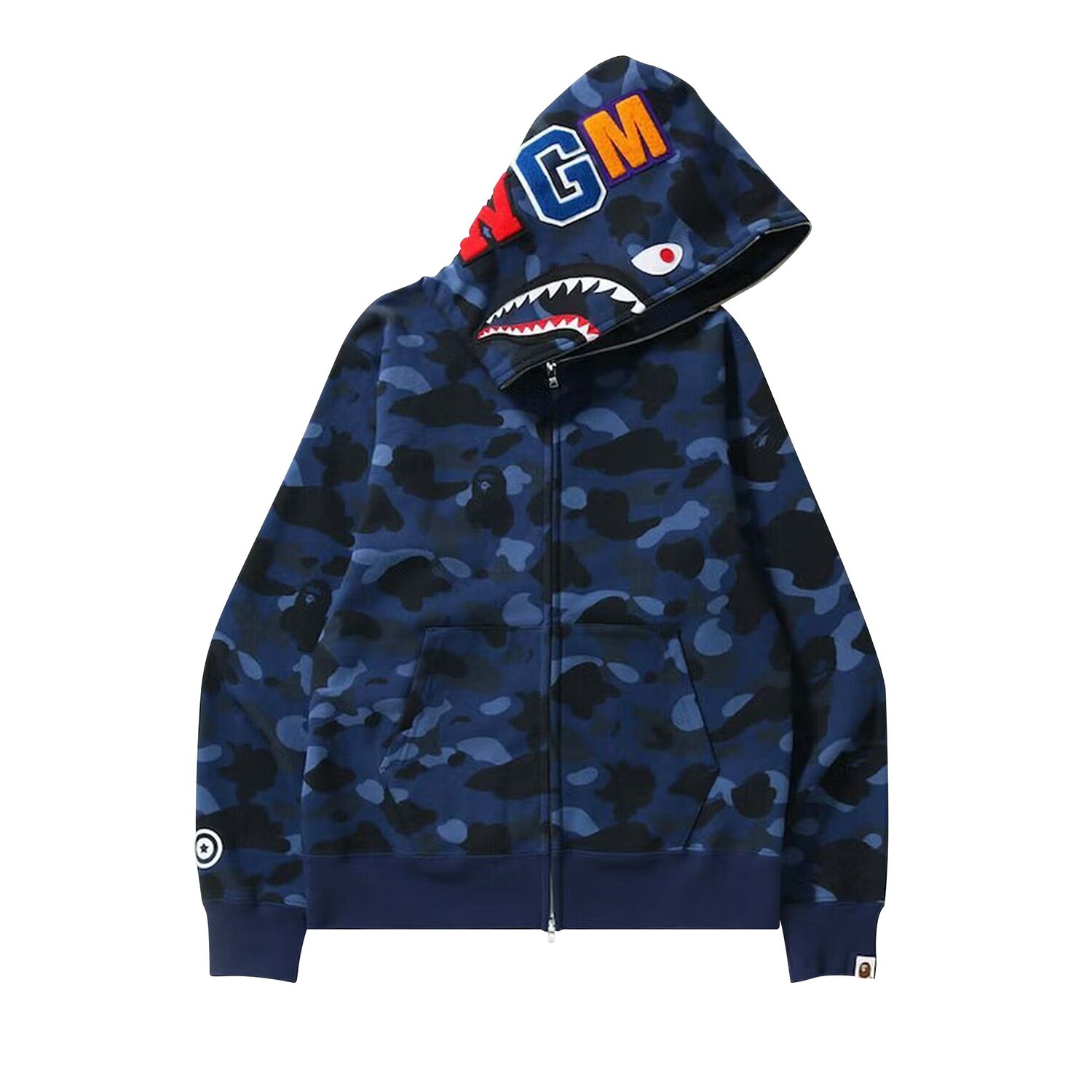 

BAPE Color Camo Shark Толстовка на молнии во всю длину, Темно-синий