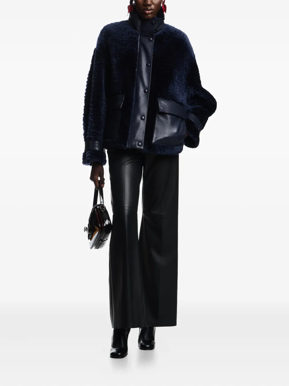 Брюки из искусственной кожи EMPORIO ARMANI, черный — фото 2