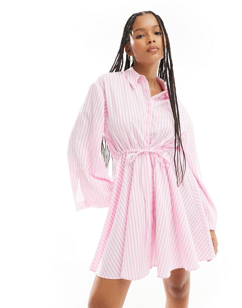 

Рубашка с швеллером в розово-белую полоску ASOS DESIGN