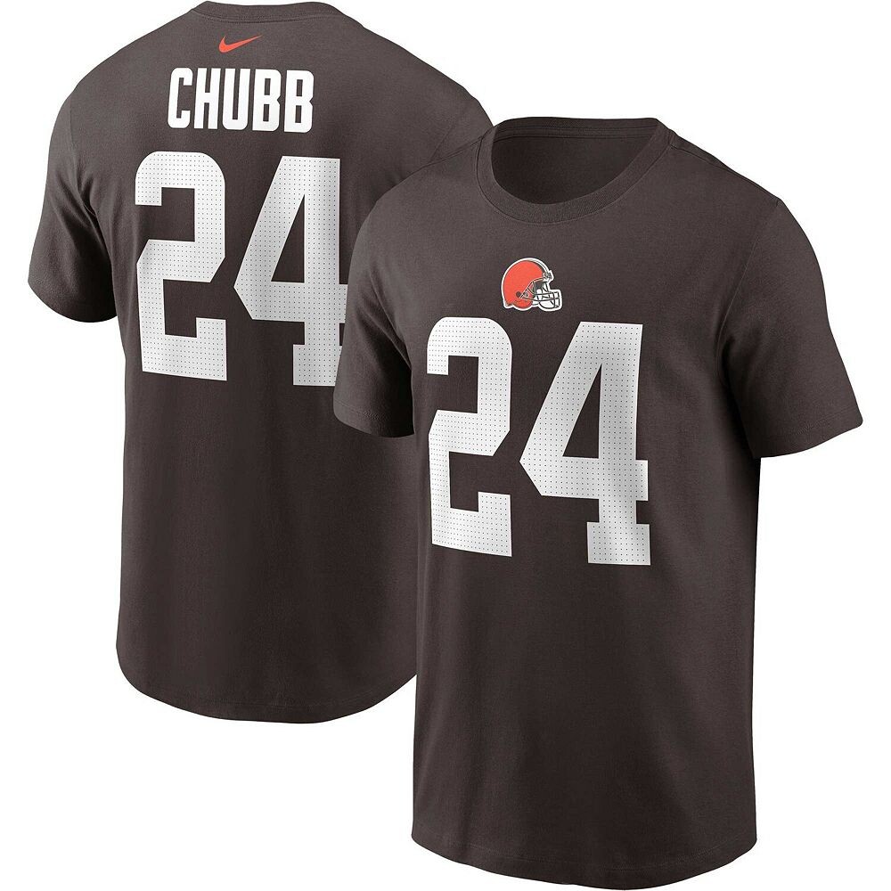 

Мужская футболка Nike Nick Chubb Brown Cleveland Browns с именем и номером игрока, цвет Brn Brown