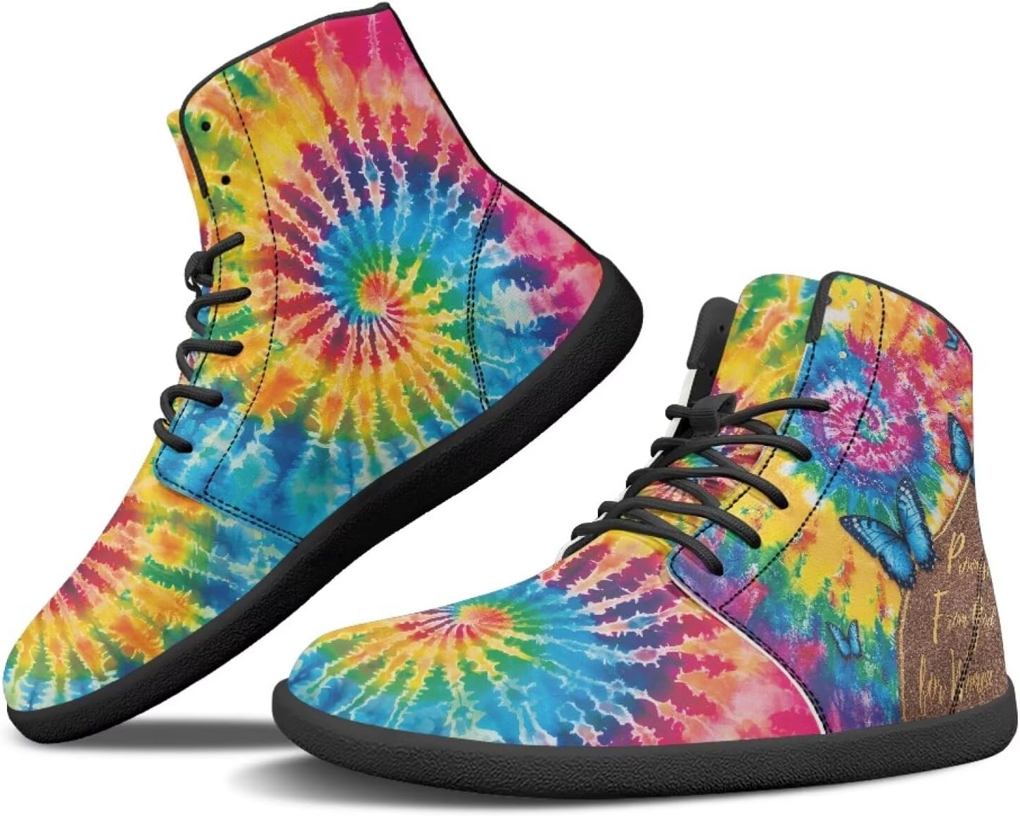 

Кроссовки Binienty с широкой посадкой для мужчин и женщин, минималистичные, обувь для босоногой ходьбы, с нескользящей подошвой и нулевым перепадом, Tie Dye Butterfly Verse