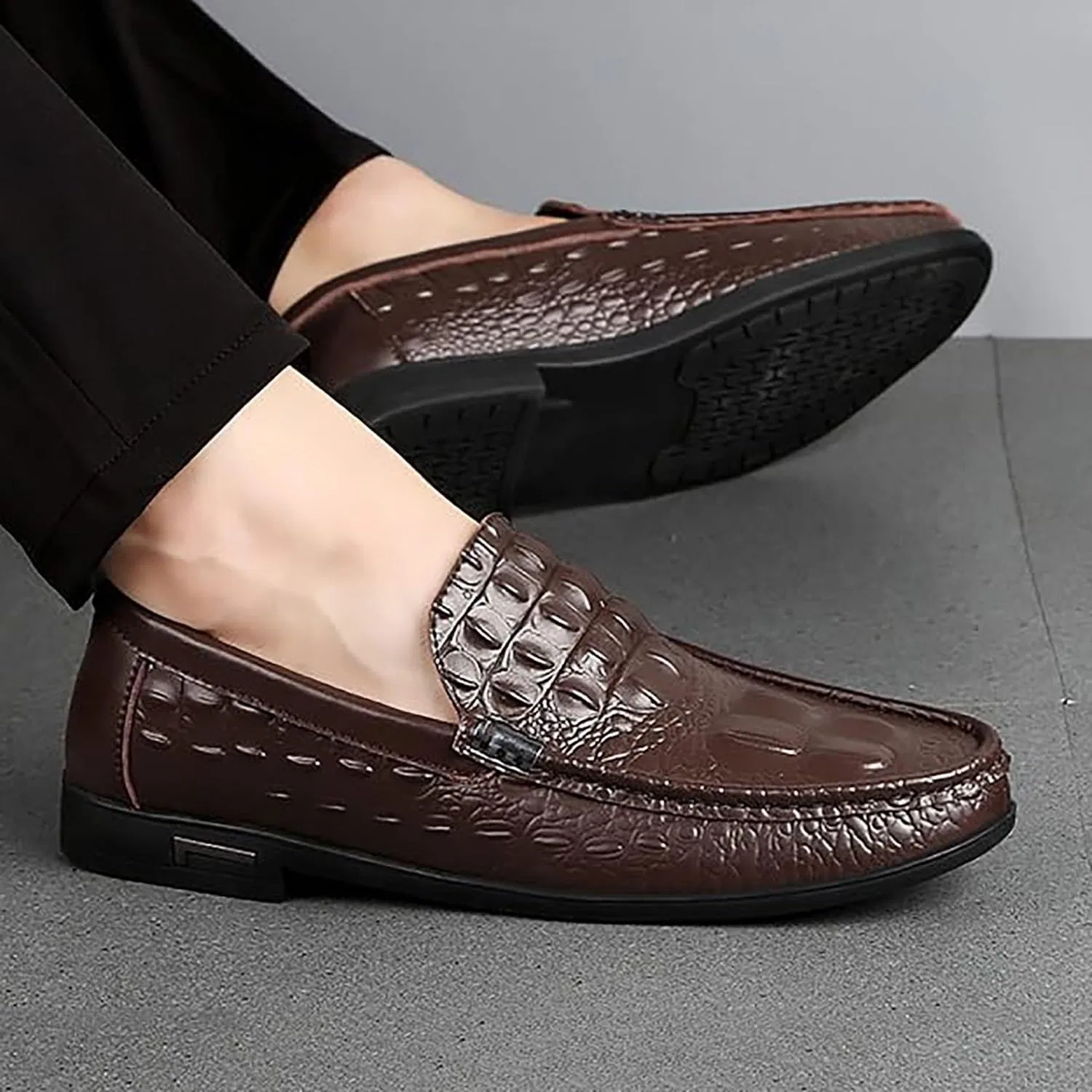 Лоферы кожаные Mens Genuine Leather Penny Loafers, коричневый DAO-UPPSE — фото 2
