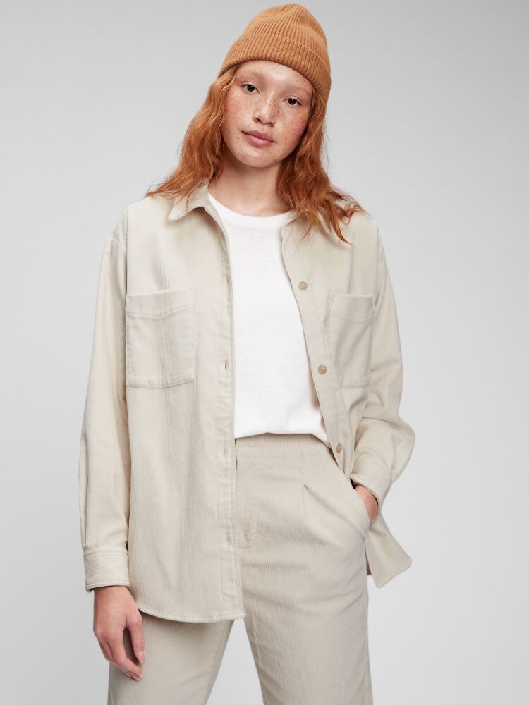 

Вельветовая рубашка Gap, бежевый