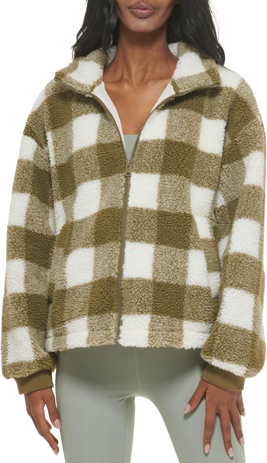 

Levi's Женская куртка на молнии из шерпы плюш, Olive Plaid