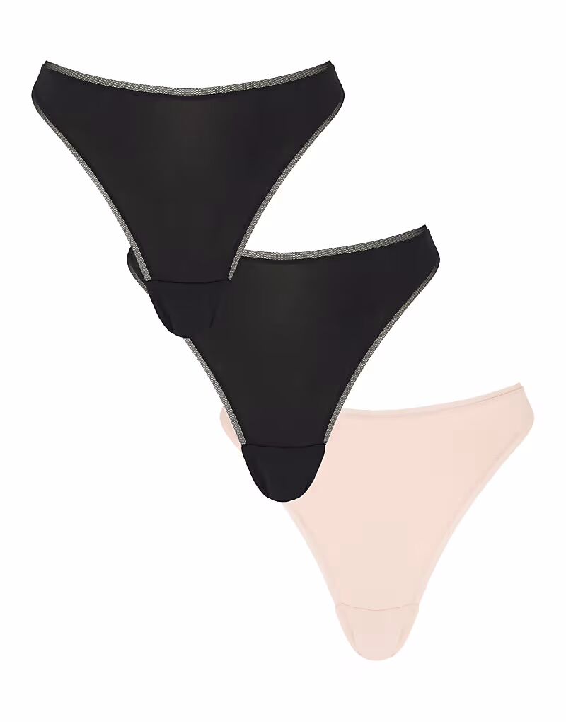 

Комплект из 3 микро-трусы с высоким вырезом, черный Kbx