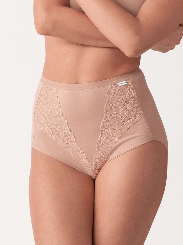 

COTONELLA Бежевые трусы с высокой талией