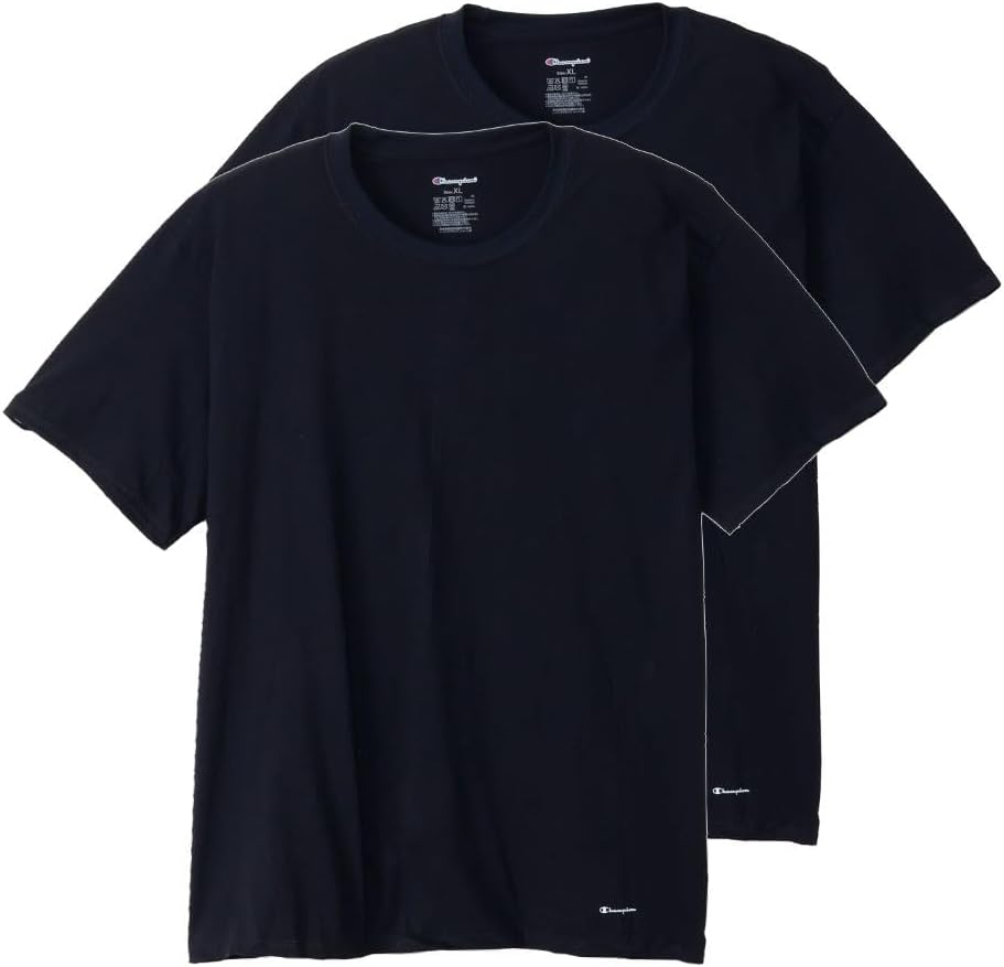 

Мужские футболки Champion с коротким рукавом, комплект из 2 штук, 100% хлопок, логотип с надписью, CM1EZ701J, черный