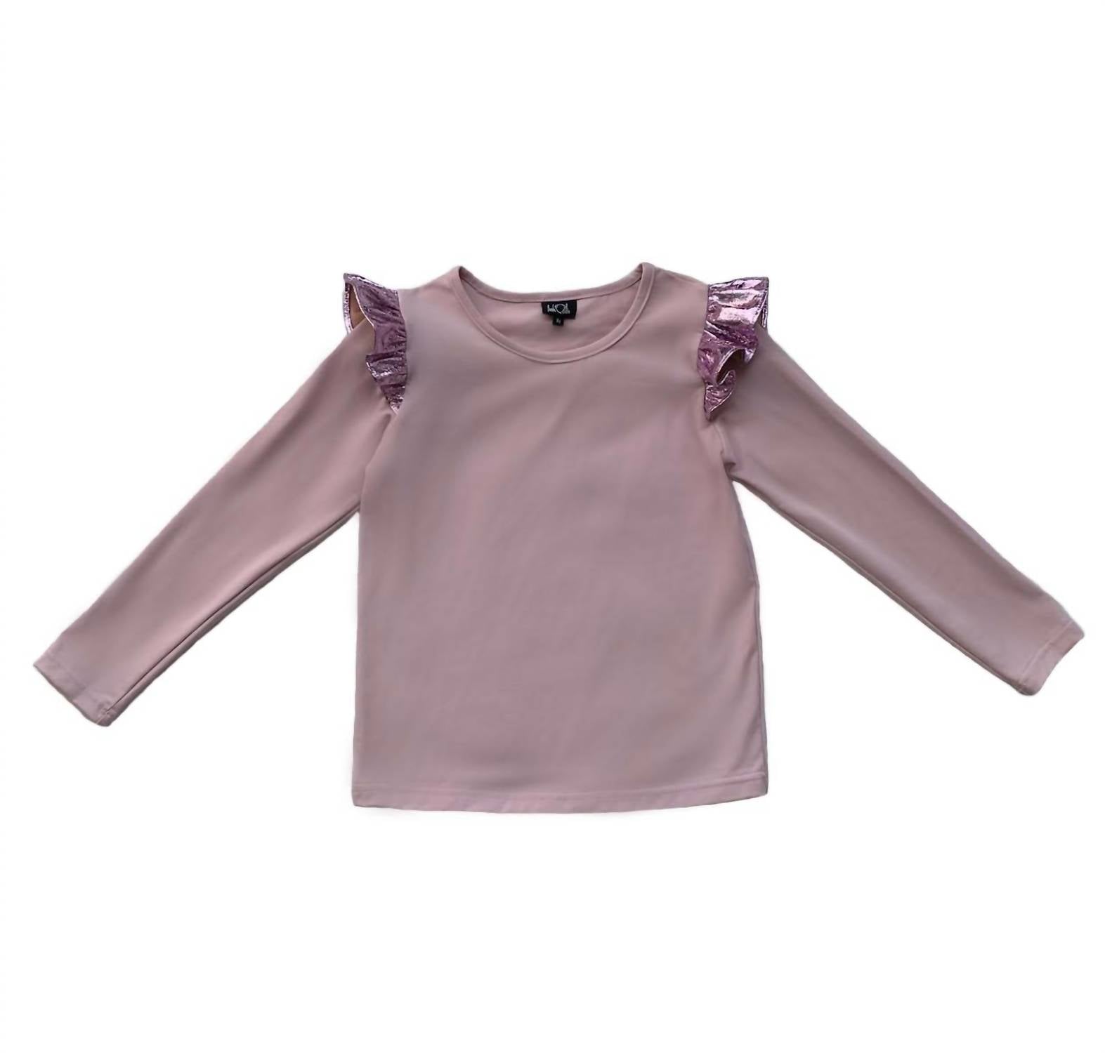 

Детский топ с металлическими оборками в цвете «лепестки роз» little Olin, цвет rose petal