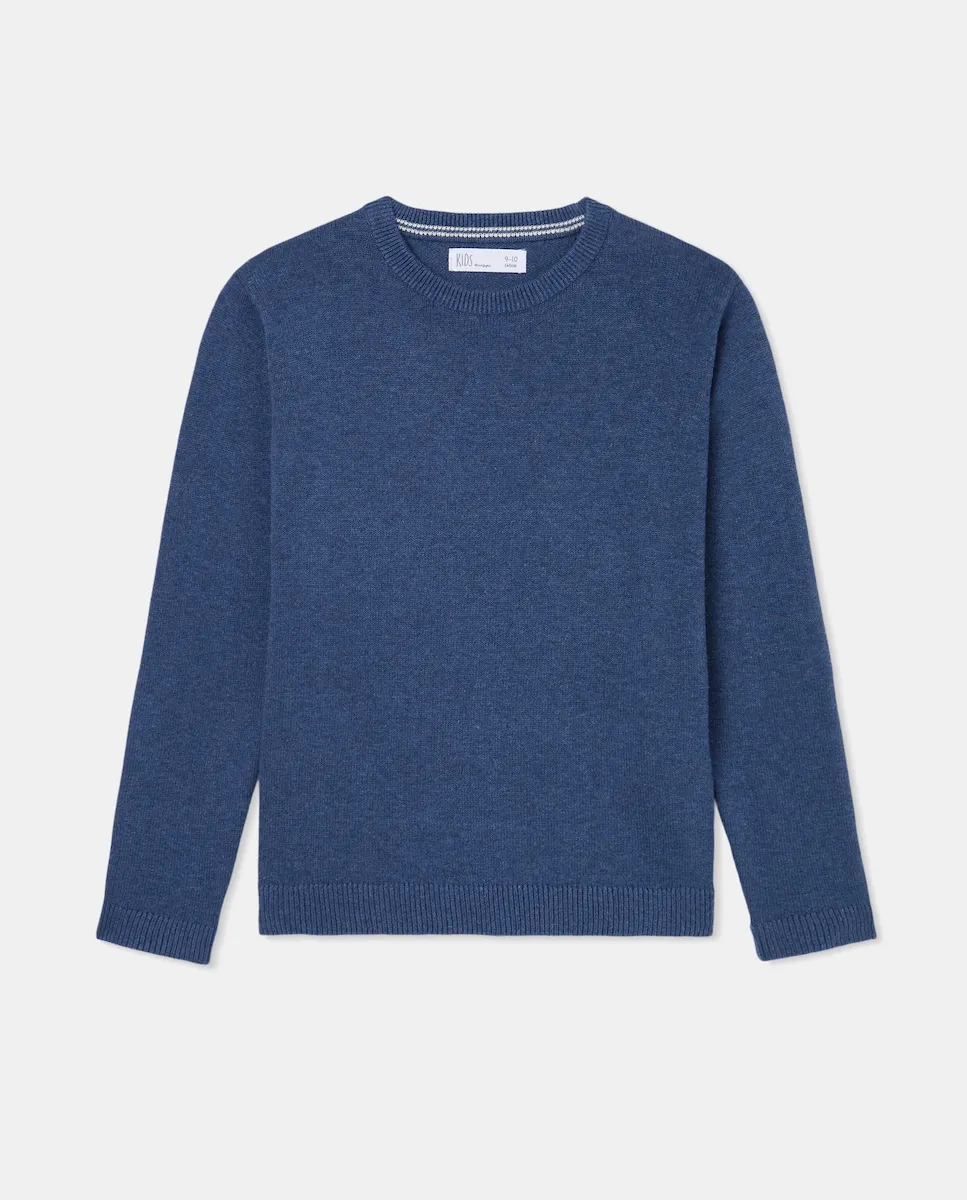 

Базовый однотонный трикотажный свитер с круглым вырезом для мальчика Kids El Corte Inglés, синий