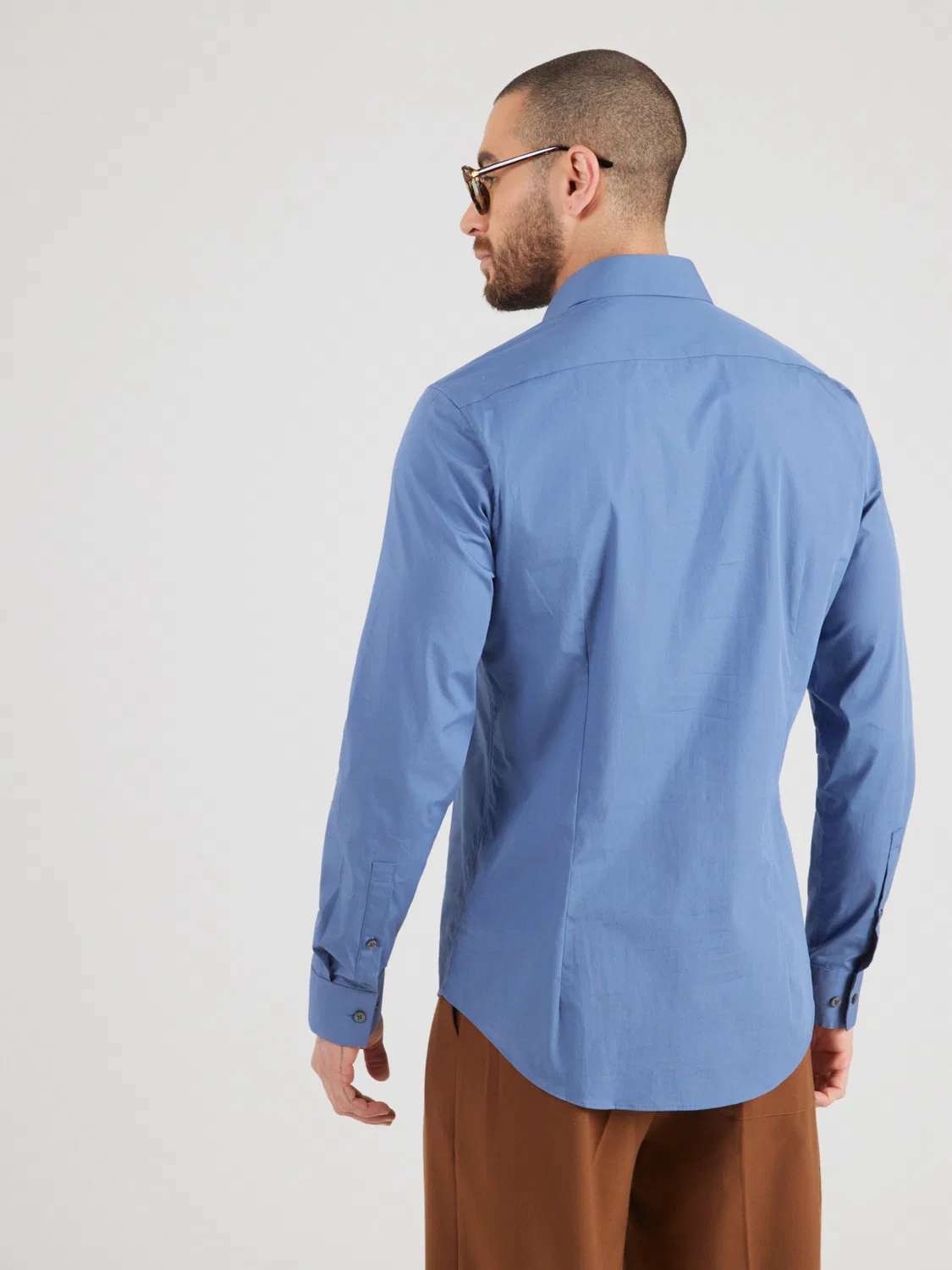 Рубашка Calvin Klein Slim fit на пуговицах цвет Slim Fit Solid Stretch, синий — фото 4